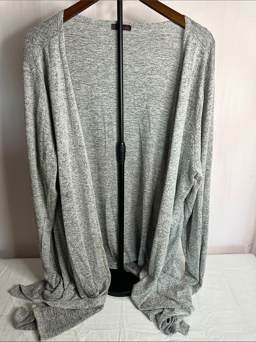 Women's Heather Gray Open-Front Cardigan Sweater